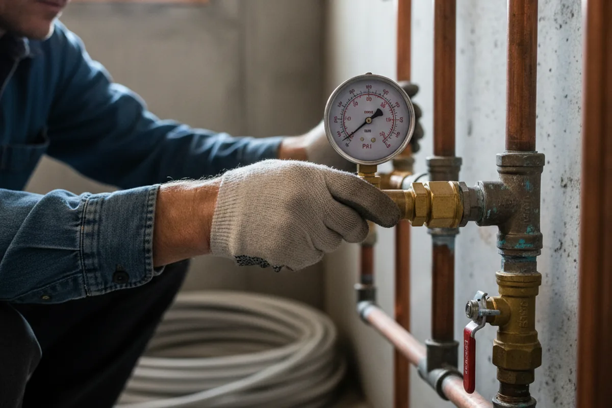 Pressure testing a repaired line during Water Line Repair in Alverda